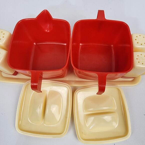 Hostesset Plastic Styron Federal Tool Chicago Sugar Cream Salt Pepper Retro Vtg - Picture 4 of 9